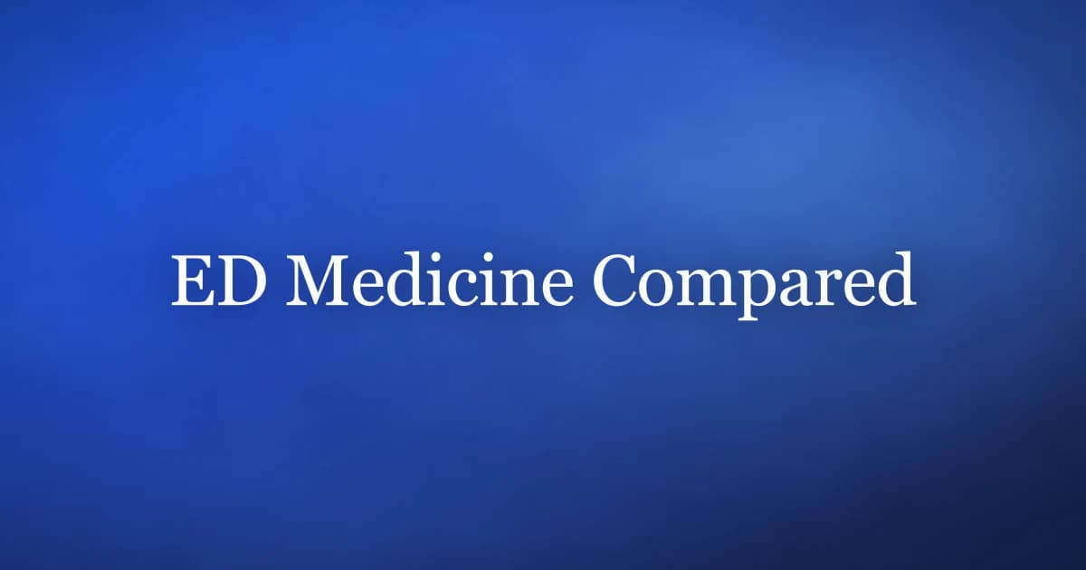 Different types of ED medicine tablets arranged on a surface